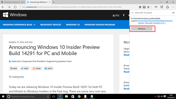 Usuário pode remover extensões do Microsoft Edge sempre que quiser (Foto: Reprodução/Elson de Souza)