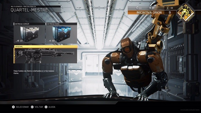 Call of Duty: Infinite Warfare: acesse a aba Arsenal no Quartel-mestre (Foto: Reprodução/Victor Teixeira)