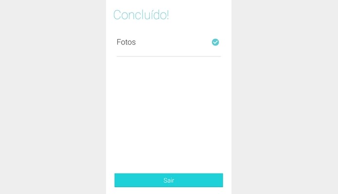 Tela de conclusão da transferência no celular novo (Foto: Reprodução/Raquel)