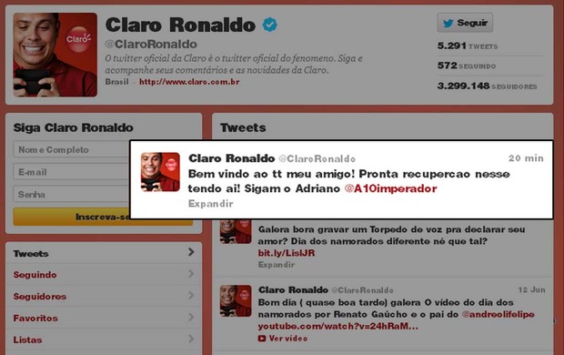 Print twitter Ronaldo (Foto: Reprodução Twitter)
