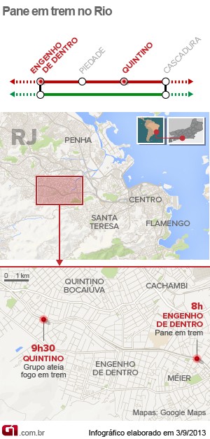 Pane em trens no Rio de Janeiro (Foto: Editoria de Arte/G1)