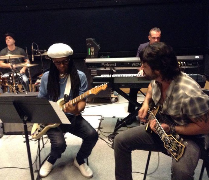 Jota Quest ensaia com Nile Rodges no estúdio SIR (Foto: Arquivo pessoal)