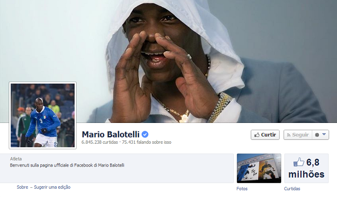 Mario Balotelli do Milan tem 6,793,521 de fãs no Facebook (Foto: Reprodução/Facebook)