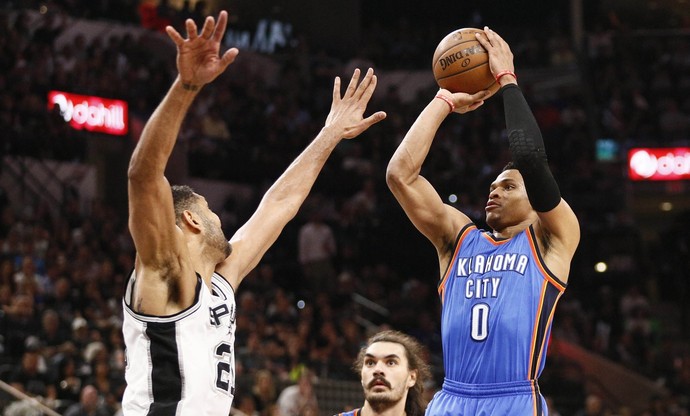 San Antonio Spurs x Oklahoma City Thunder - Jogo 5 - Russell Westbrook (Foto: Soobum Im / USA Today / Reuters)