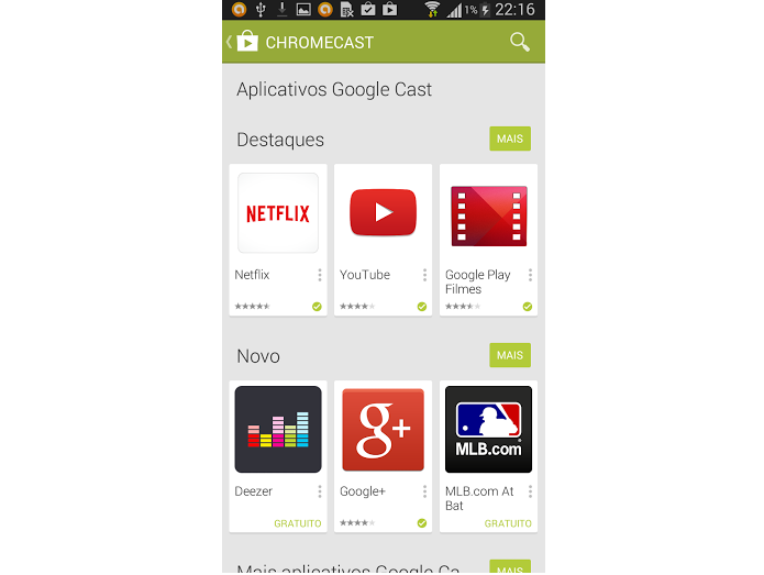 Categoria "Chromecast" que exibe apps compatíveis (Foto: Reprodução/GooglePlay) (Foto: Categoria "Chromecast" que exibe apps compatíveis (Foto: Reprodução/GooglePlay)) Categoria "Chromecast" que exibe apps compatíveis (Foto: Reprodução/GooglePlay) (Foto: Categoria "Chromecast" que exibe apps compatíveis (Foto: Reprodução/GooglePlay))