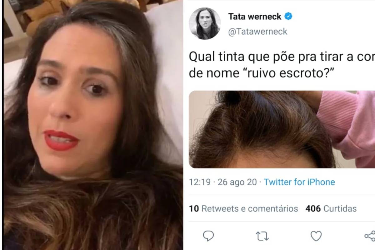 Tata Werneck com e sem a mecha grisalha nos cabelos (Foto: Reprodução/Instagram) Tata Werneck com e sem a mecha grisalha nos cabelos (Foto: Reprodução/Instagram)