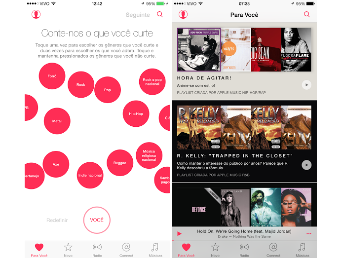 Apple Music oferece experiência personalizada para usuários (Foto: Reprodução/Aline Jesus)