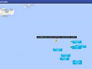 Marine Traffic mostra ponto sobre o Mediterrâneo onde avião parou de fazer contato (Foto: Reprodução/ G1/ Marine Traffic)