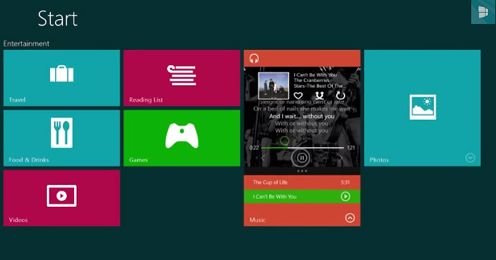 Live Tiles Interativos permitem até controlar música (Foto: Reprodução/WindowsBlogItalia)