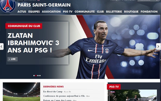 ibrahimovic paris saint germain site (Foto: Reprodução/Paris Saint Germain )