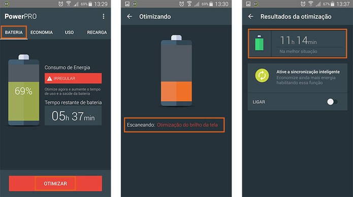 Aba do aplicativo PowerPro que permite otimizar o uso da bateria no Android (Foto: Reprodução/Barbara Mannara)
