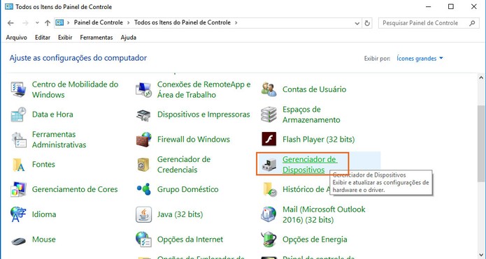 Abra o Gerenciador de Dispositivos no Painel de Controle (Foto: Reprodução/Barbara Mannara)