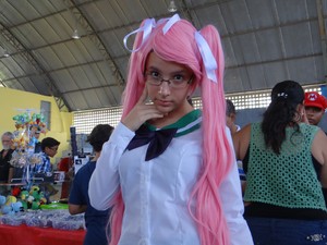 Garota se veste como personagem de anime japonês (Foto: Waldson Costa/G1)