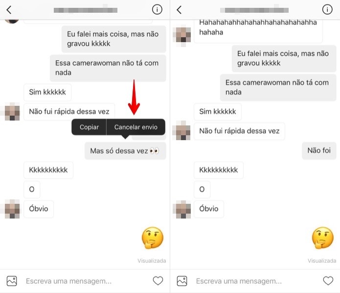 Cancelando o envio de mensagens trocadas pelo Instagram Direct (Foto: Reprodução/Helito Bijora)