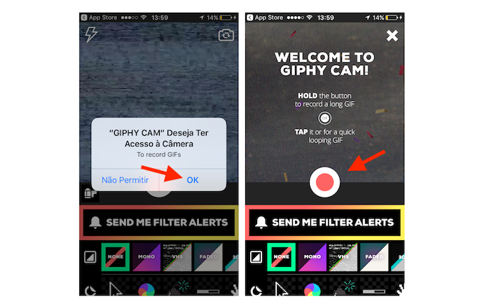 Opção para criar uma GIF na extensão para Facebook Messenger Giphy Cam (Foto: Reprodução/Marvin Costa)