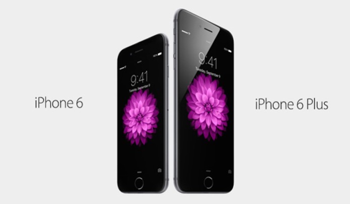 iPhone 6 e iPhone 6 Plus com tamanhos de tela diferentes (Foto: Divulgação/Apple) (Foto: iPhone 6 e iPhone 6 Plus com tamanhos de tela diferentes (Foto: Divulgação/Apple))