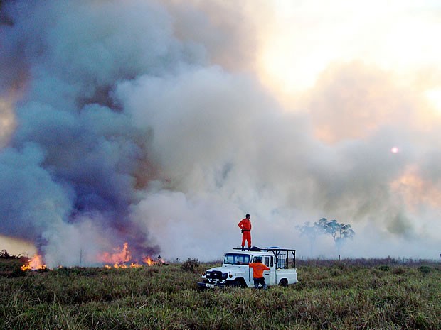 Brigadistas combatem incêndios em municípios vizinhos de Barra do Garças (Foto: Arquivo Pessoal)