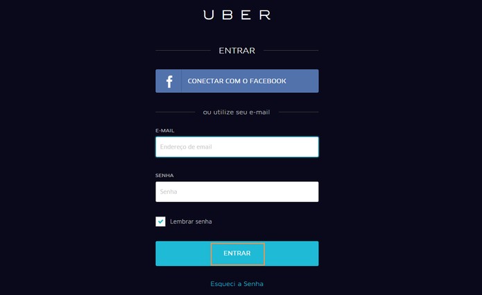 Acesse o Uber pelo computador com login e senha (Foto: Reprodução/Barbara Mannara)
