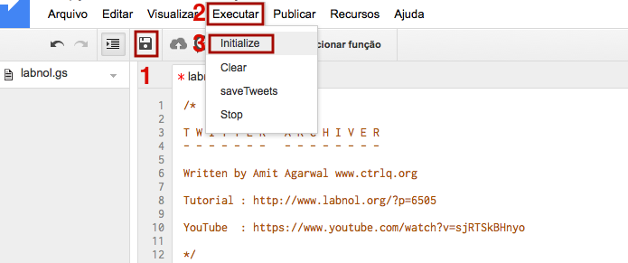 Salvando e executando o script (Foto: Reprodução/Edivaldo Brito)