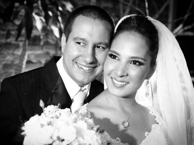 Carolina e o marido Jonas no dia do casamento em Piracicaba (Foto: Ivan Delabio/acervo pessoal)
