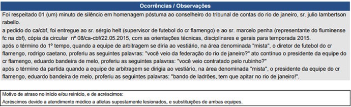 Súmula Flamengo e Fluminense acusação Rodrigo Caetano e Eduardo Bandeira de Melo (Foto: Reprodução)