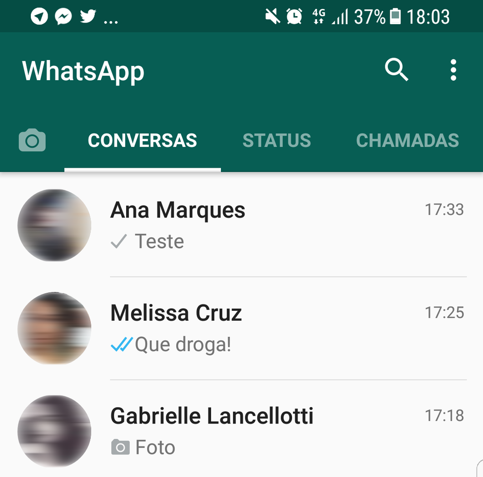Tick cinza indica que mensagem chegou ao servidor do WhatsApp, mas não chegou ao destinatário (Foto: Reprodução/TechTudo)