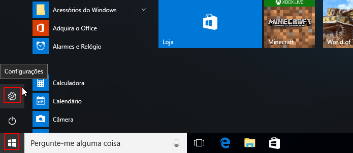 Acessando as configurações do Windows 10 (Foto: Reprodução/Edivaldo Brito)