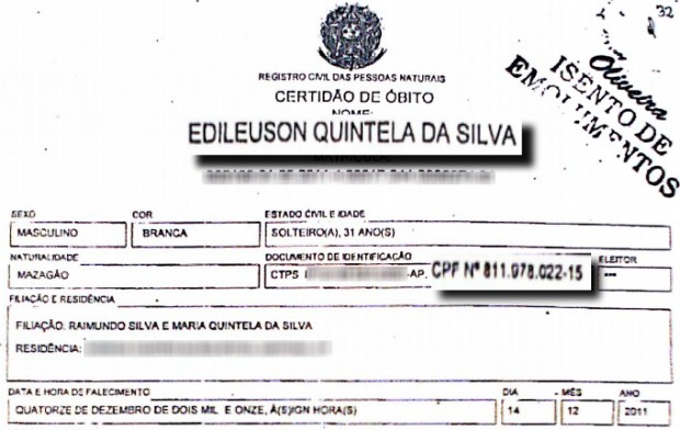 Certidão de óbito atesta falecimento de suposto proprietário (Foto: Reprodução)