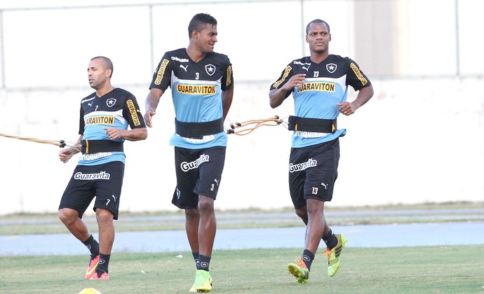 Emerson Sheik, Dankler e André Bahia, Treino Botafogo (Foto: Márcio Mercante / Agência estado)