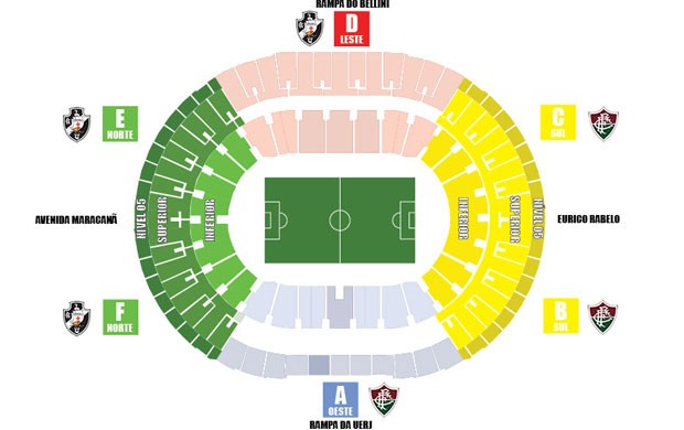 vasco x fluminense setores arquibancadas (Foto: Reprodução/Futebolcard)