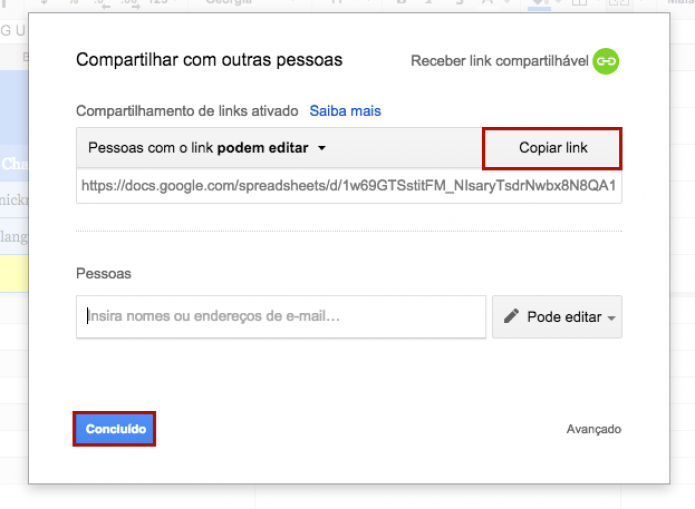 Para finalizar, copie o link e clique sobre o botão azul de conclusão (Foto: Reprodução: Paulo Finotti)