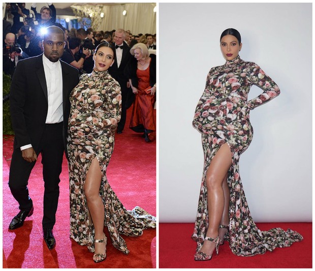 Kim Kardashian com vestido Givenchy em 2013 e 2015 (Foto: Getty Images/ Reprodução Instagram)