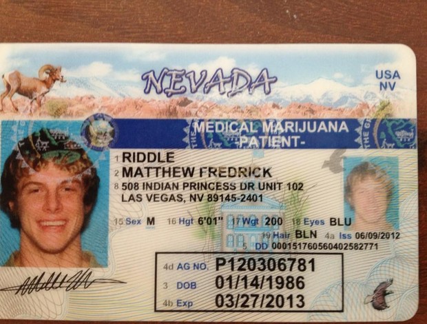 Licença para uso de maconha medicinal do lutador Matt Riddle (Foto: Reprodução/Twitter)