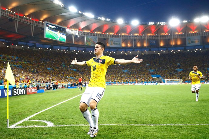James Rodriguez Colômbia e Uruguai (Foto: Agência Reuters)