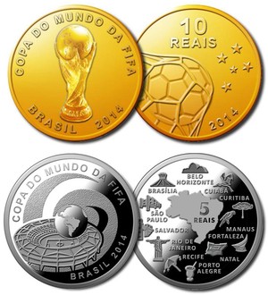 Moedas da Copa ouro, prata e níquel (Foto: Banco Central)