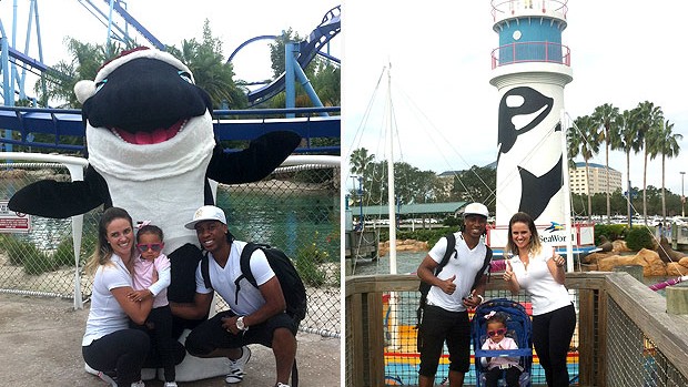 Arouca com a família em passeio por parque de diversões (Foto: Divulgação)