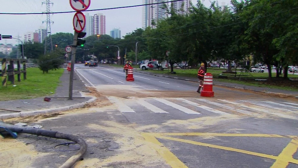 Avenida chegou a ser totalmente bloqueada (Foto: Reprodução/TV Globo)