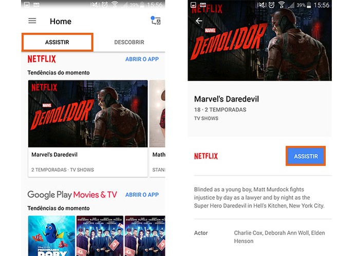 No Google Home há uma aba com sugestões de filmes e vídeos (Foto: Reprodução/Barbara Mannara)