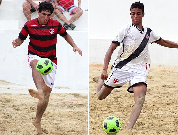 Fred (Flamengo) e o Mauricinho (Vasco), do futebol de areia sub-23 (Foto: Rodrigo Molina / Divulgação)