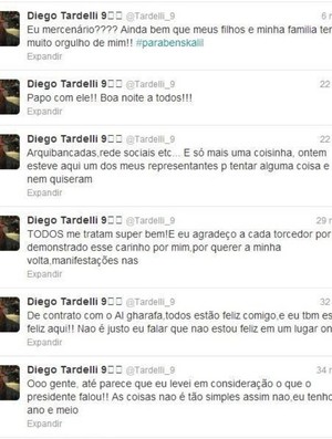 Diego Tardelli responde Kalil via Twitter (Foto: Reprodução / Twitter)
