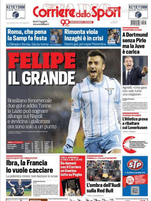 Capa Corriere dello Sport Felipe Anderson (Foto: Reprodução)