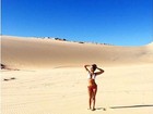 Só da ela! Isabella Santoni mostra corpão nas dunas do Ceará
