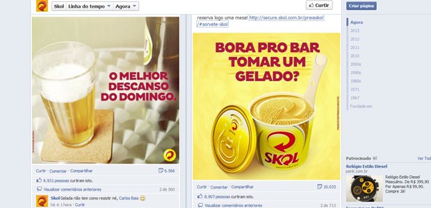 Post na página da Skol no Facebook divulga o sorvete de cerveja (Foto: Reprodução)