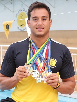 Gabriel Fidélis, atleta de natação do Praia Clube (Foto: Leandro Mendes)