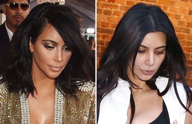 Kim Kardashian, com e sem maquiagem (Foto: Getty Images / AKM-GSI) Kim Kardashian, com e sem maquiagem (Foto: Getty Images / AKM-GSI)