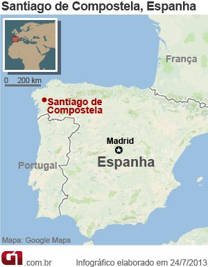 mapa localiza santiago de compostela (Foto: Arte/G1)