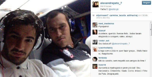 Alexandre Pato posta foto com Walter e é hostilizado por torcedores em rede social (Foto: reprodução / Instagram / Alexandre Pato)