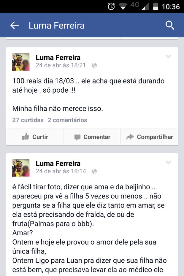 Ex-namorada de Luan do &#39;BBB 15&#39; (Foto: Facebook / Reprodução)