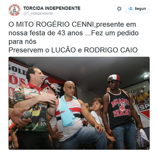 Rogério Ceni Independente São Paulo (Foto: Reprodução/Twitter)