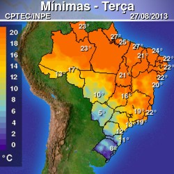 Previsão para todo o Brasil, segundo o INPE (Foto: Inpe/Divulgação)